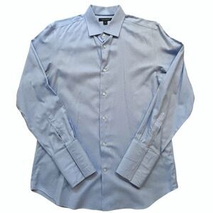 Banana Republic Men’s French Cuff Shirt Large 16-16 1/2 Blue Birds Eye Pattern